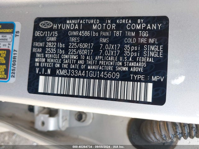 Hyundai TUCSON SE 2016 KM8J33A41GU145609 Image 9