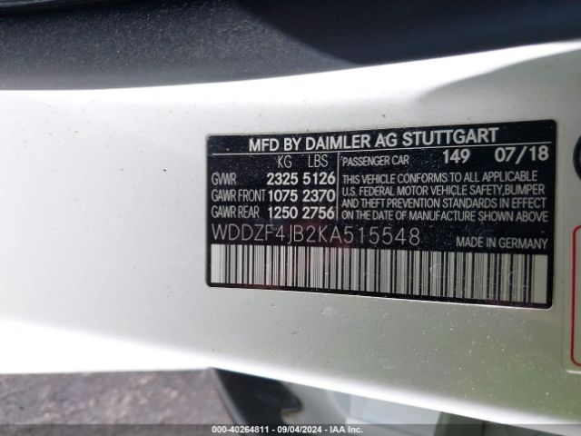 WDDZF4JB2KA515548 Mercedes-Benz E 300
