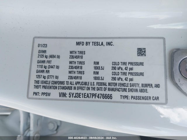 2023 TESLA MODEL 3 5YJ3E1EA7PF476666 Photo 8