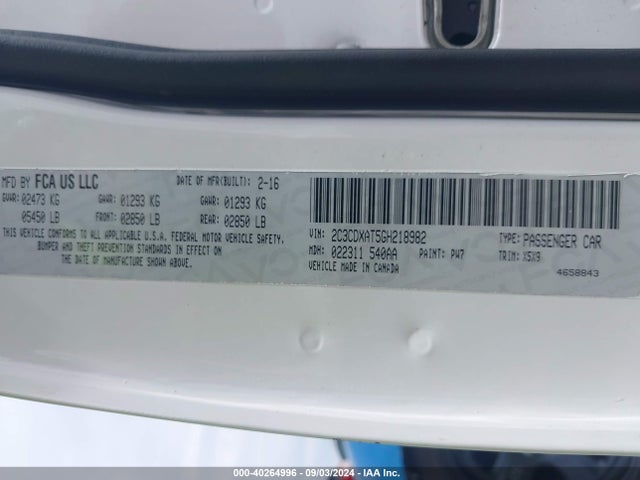 2C3CDXAT5GH218982 Dodge Charger Police