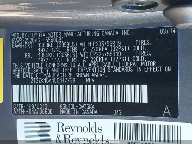 Lexus RX 350 2014 2T2ZK1BA1EC147739 Image 9