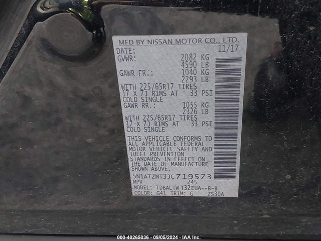 Nissan ROGUE SV 2018 5N1AT2MT3JC719573 Image 9