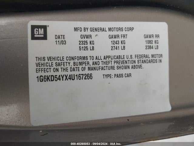 2004 CADILLAC DEVILLE 1G6KD54YX4U167266 Photo 8