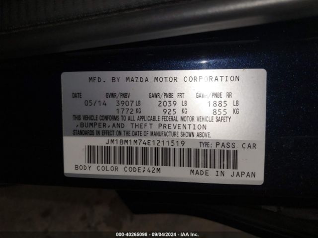 JM1BM1M74E1211519 Mazda Mazda3 I Grand Touring