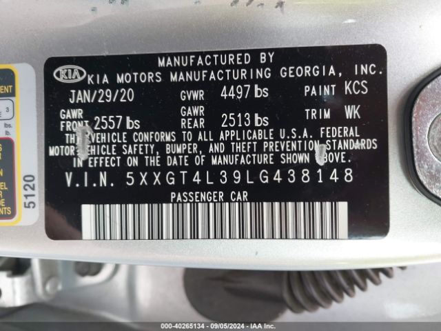 5XXGT4L39LG438148 KIA Optima Lx