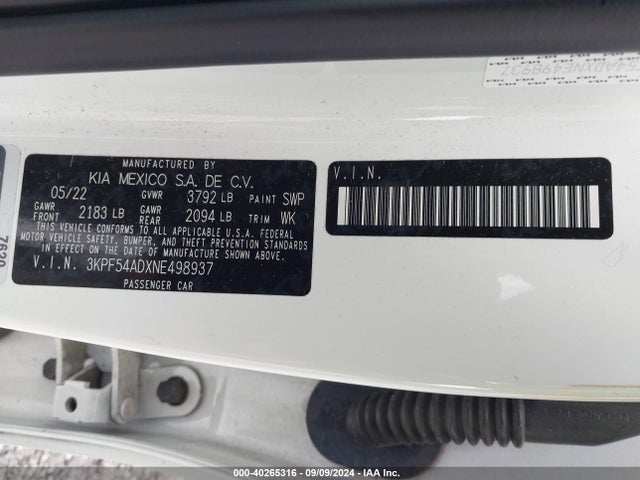 KIA Forte Gt-line 2022 3KPF54ADXNE498937 Image 9