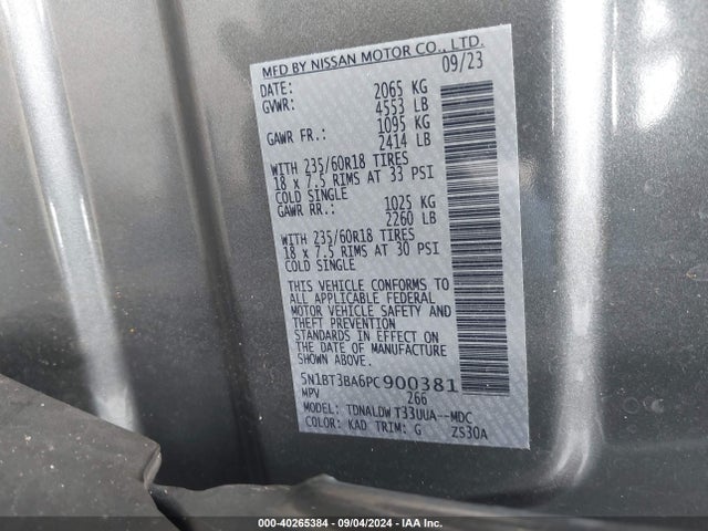 5N1BT3BA6PC900381 Nissan Rogue Sv Fwd