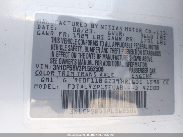 3N1CP5BV3PL562506 Nissan Kicks S Xtronic Cvt