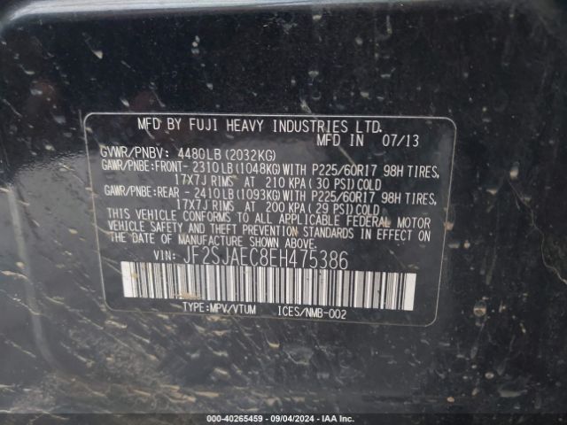 JF2SJAEC8EH475386 Subaru Forester 2.5i Premium