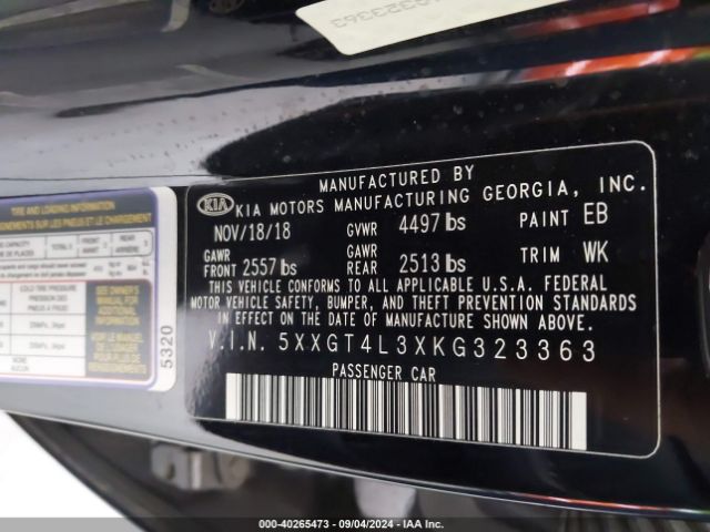 5XXGT4L3XKG323363 KIA Optima S