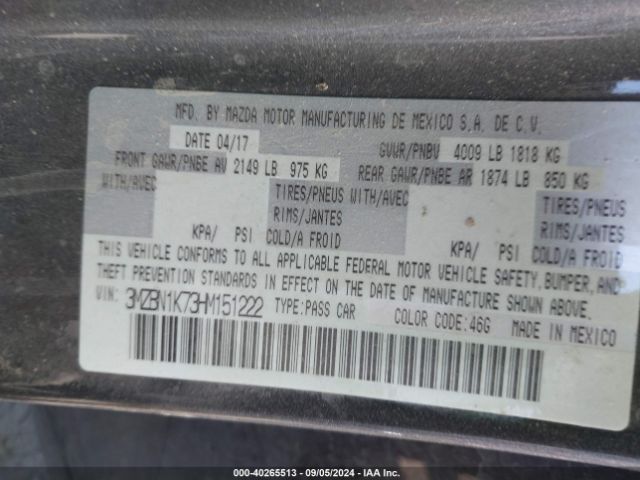3MZBN1K73HM151222 Mazda Mazda3 Sport