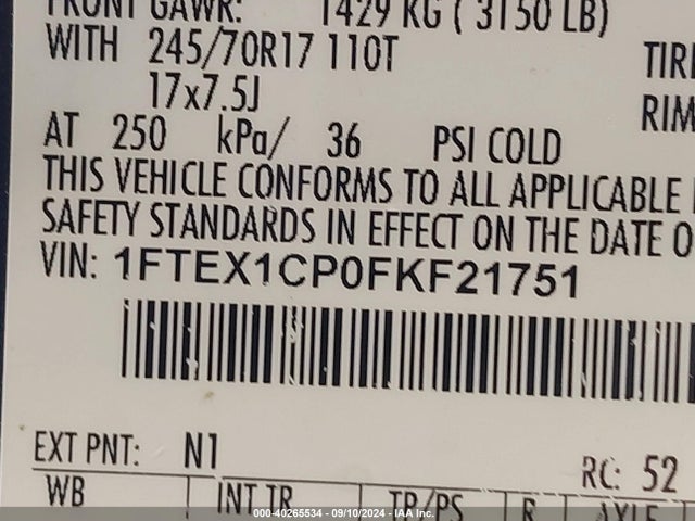 Ford F-150 Xlt 2015 1FTEX1CP0FKF21751 Image 9