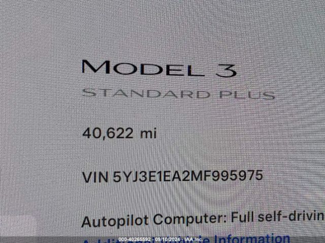 5YJ3E1EA2MF995975 Tesla Model 3 Standard Range Plus Rear-wheel Drive