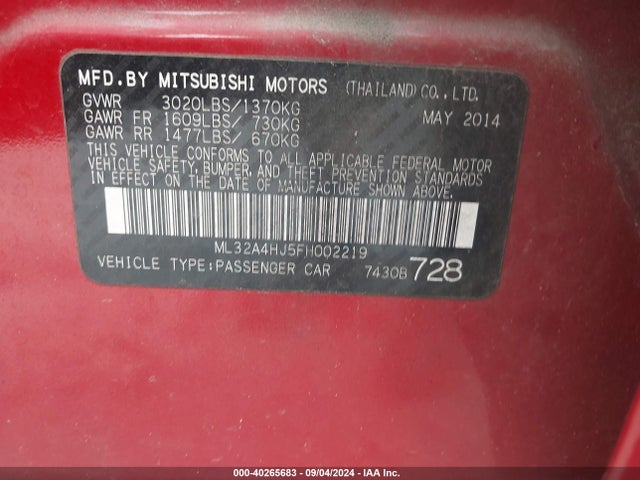 2015 MITSUBISHI MIRAGE ML32A4HJ5FH002219 Photo 8