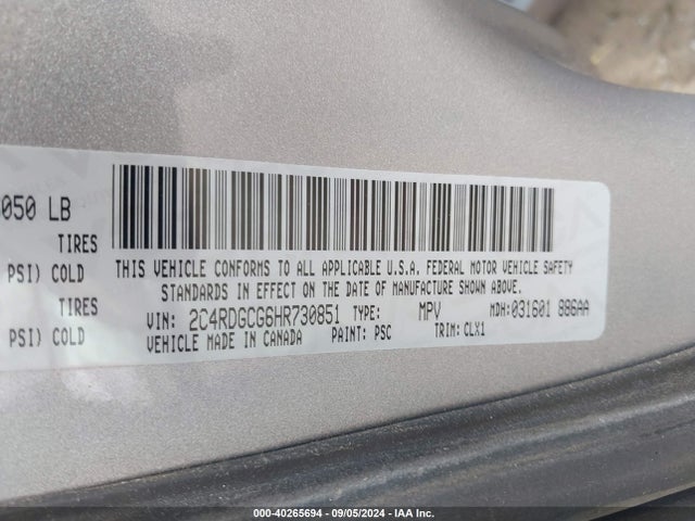 Dodge Grand Caravan Sxt 2017 2C4RDGCG6HR730851 Image 9