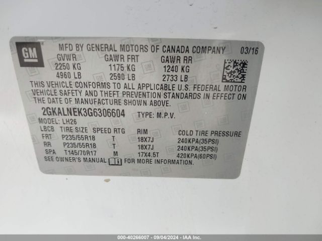 2GKALNEK3G6306604 GMC Terrain Sle-2