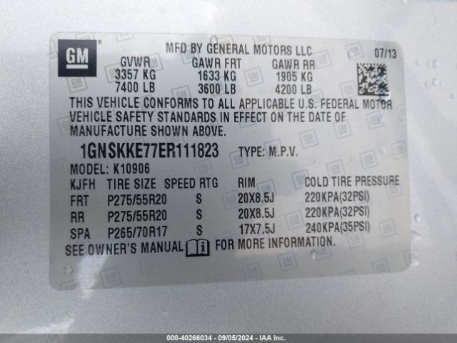1GNSKKE77ER111823 Chevrolet Suburban 1500 Ltz
