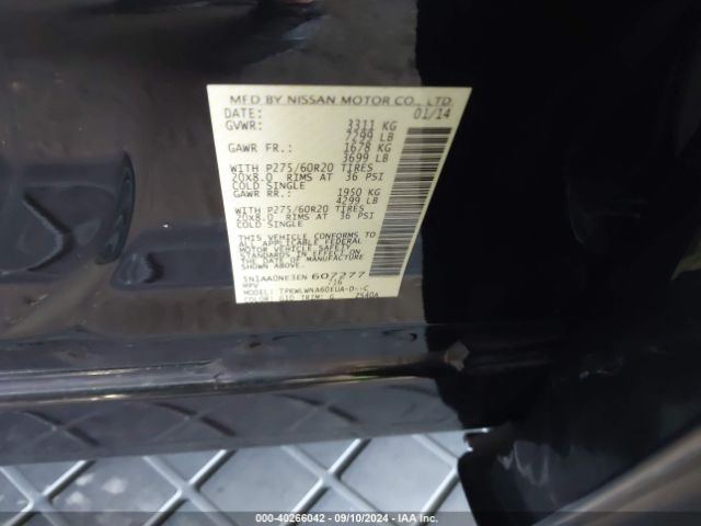 5N1AA0NE3EN607277 Nissan Armada Platinum
