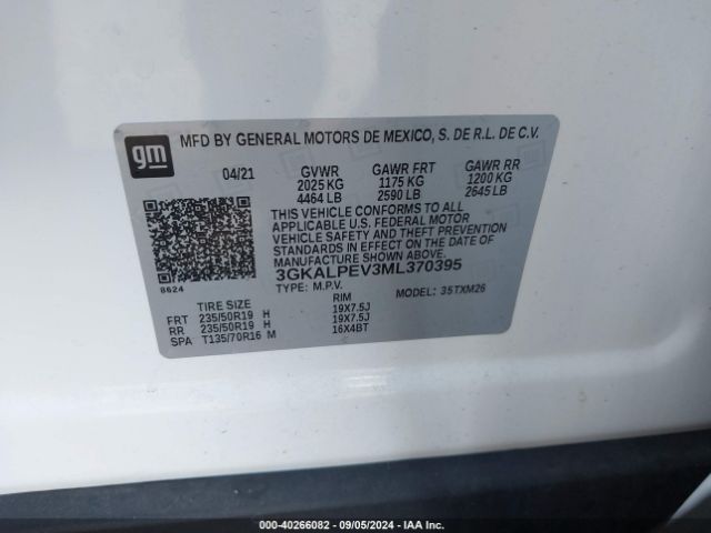 3GKALPEV3ML370395 GMC Terrain Fwd Slt