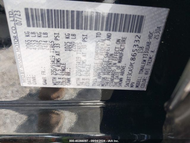5N1BT3CA5PC865332 Nissan Rogue Sl Fwd
