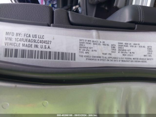 1C4RJEAG9LC404527 Jeep Grand Cherokee Altitude 4x2