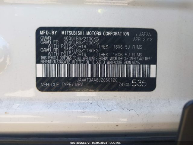 JA4AT3AA6JZ060120 Mitsubishi Eclipse Cross Es