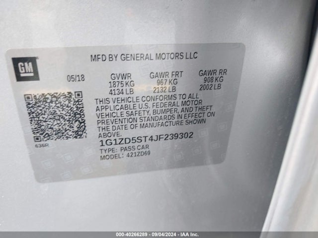 Chevrolet MALIBU LT 2018 1G1ZD5ST4JF239302 Image 9
