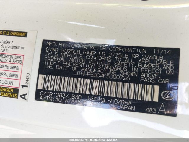JTHHP5BC4F5000726 Lexus RC F