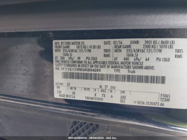 1FTYE1YM9GKB54285 Ford Transit-150