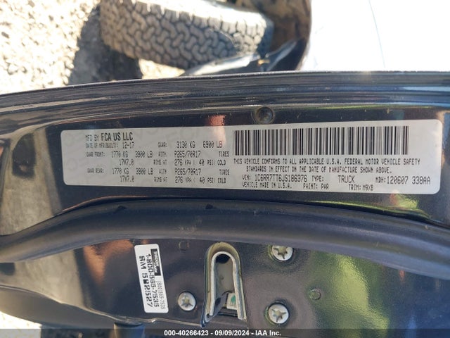 1C6RR7TT6JS186376 RAM 1500 Big Horn  4x4 6'4 Box