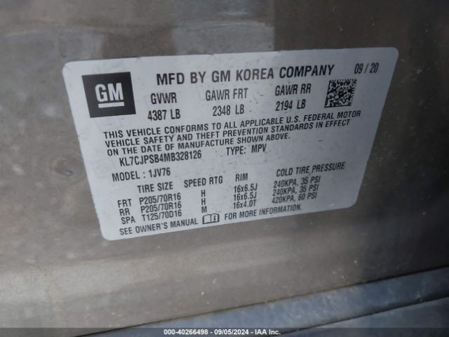 KL7CJPSB4MB328126 Chevrolet Trax Awd Lt