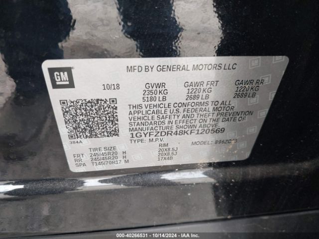 1GYFZDR48KF120569 Cadillac Xt4 Premium Luxury
