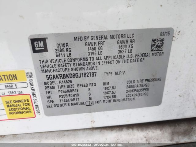 5GAKRBKD8GJ182787 Buick Enclave Leather