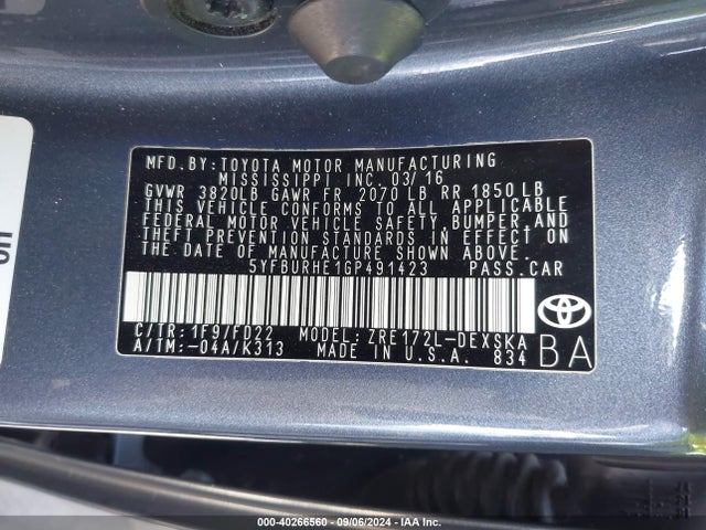 Toyota Corolla S Plus 2016 5YFBURHE1GP491423 Image 9