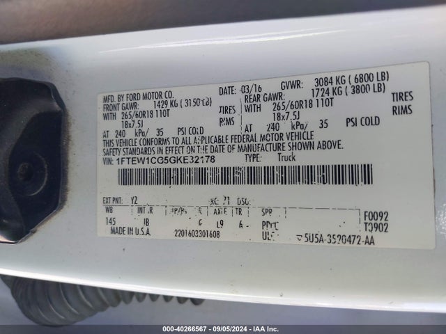 Ford F-150 Xlt 2016 1FTEW1CG5GKE32178 Image 9