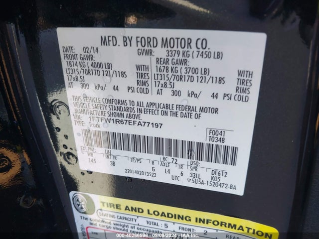 Ford F-150 Svt Raptor 2014 1FTFW1R67EFA77197 Image 9
