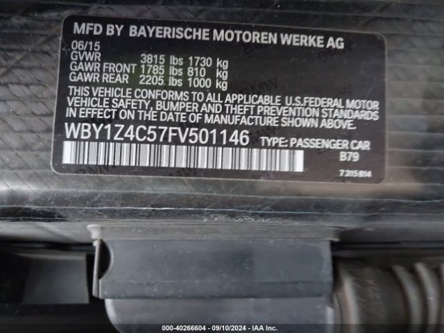WBY1Z4C57FV501146 BMW I3 Base W/range Extender