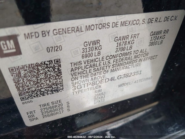 GMC SIERRA 1500 2020 3GTP8DED4LG382351 Image 9