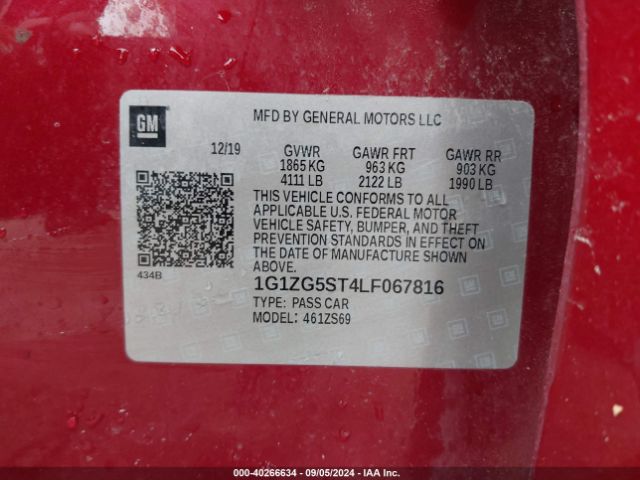 1G1ZG5ST4LF067816 Chevrolet Malibu Fwd Rs