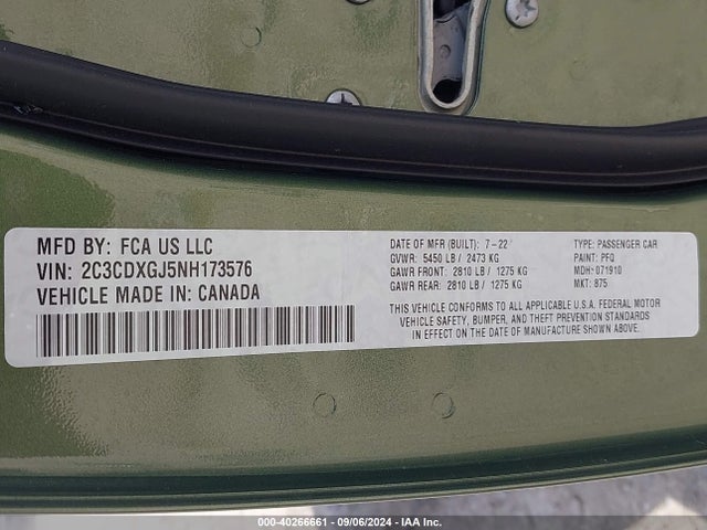 2C3CDXGJ5NH173576 Dodge Charger Scat Pack