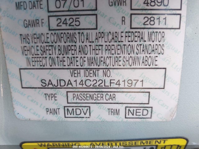 2002 JAGUAR XJ8 SAJDA14C22LF41971 Photo 8