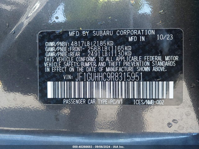 JF1GUHHC9R8315951 Subaru Impreza Rs 5-door