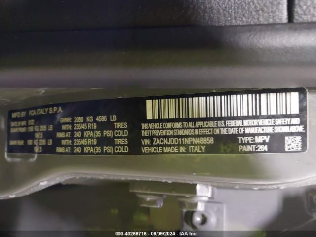 ZACNJDD11NPN48858 Jeep Renegade Limited 4x4
