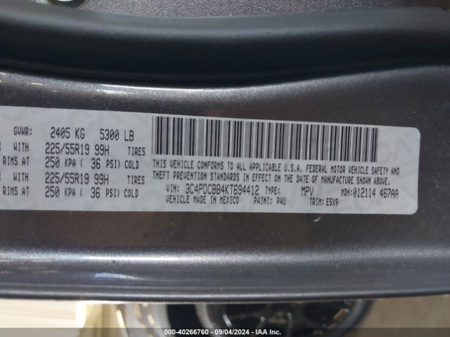 3C4PDCBB4KT694412 Dodge JOURNEY SE