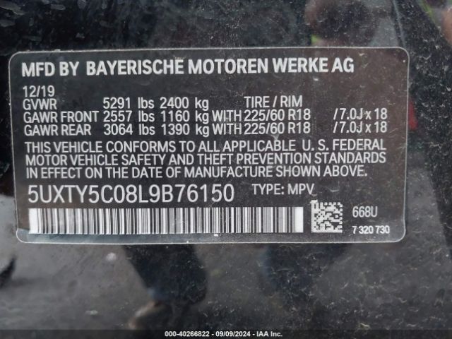 5UXTY5C08L9B76150 BMW X3 Xdrive30i