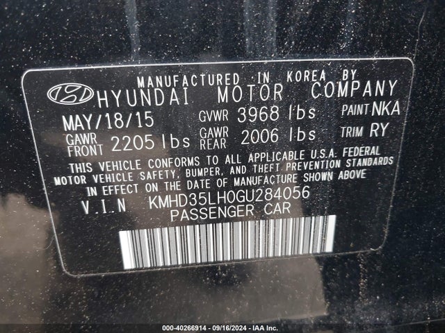 KMHD35LH0GU284056 Hyundai ELANTRA GT