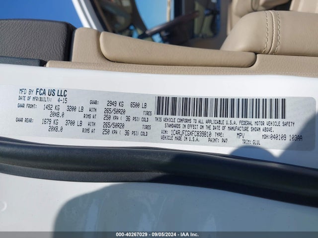 1C4RJFCGXFC839810 Jeep Grand Cherokee Overland