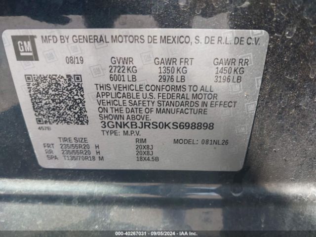 3GNKBJRS0KS698898 Chevrolet BLAZER RS