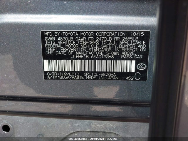 Lexus GS 350 2015 JTHBE1BL6FA019368 Image 9
