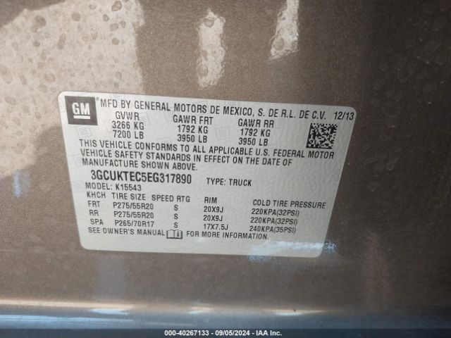 3GCUKTEC5EG317890 Chevrolet Silverado 1500 High Country